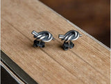 European 100% 925 Sterling Silver Knots Stud Earrings Unisex
