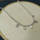 925 Silver Sweet Four Pendants Necklace Holiday Jewelry Gift