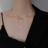 925 Sterling Silver Star Necklace Zircon Pendant Chain For Women