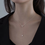 925 Sterling Silver Star Necklace Zircon Pendant Chain For Women