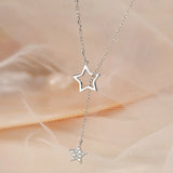 925 Sterling Silver Star Necklace Zircon Pendant Chain For Women