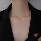 925 Sterling Silver Star Necklace Zircon Pendant Chain For Women