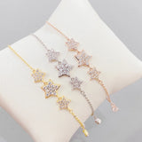 Zircon Star Charm Bangle Bracelet 14K Plated Gift