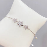 Zircon Star Charm Bangle Bracelet 14K Plated Gift