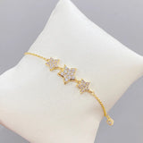 Zircon Star Charm Bangle Bracelet 14K Plated Gift