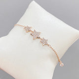 Zircon Star Charm Bangle Bracelet 14K Plated Gift
