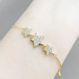 Zircon Star Charm Bangle Bracelet 14K Plated Gift