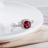 Circular Garnet Crystal Ring 925 Sterling Silver Size 8 R292