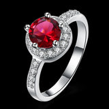 Circular Garnet Crystal Ring 925 Sterling Silver Size 8 R292