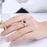 Circular Garnet Crystal Ring 925 Sterling Silver Size 8 R292