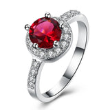 Circular Garnet Crystal Ring 925 Sterling Silver Size 8 R292