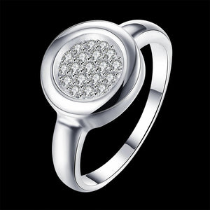 Circular Crystal Ring 925 Sterling Silver Size 8 R293