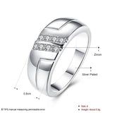 Double row Crystal Ring 925 Sterling Silver Size 8 R236