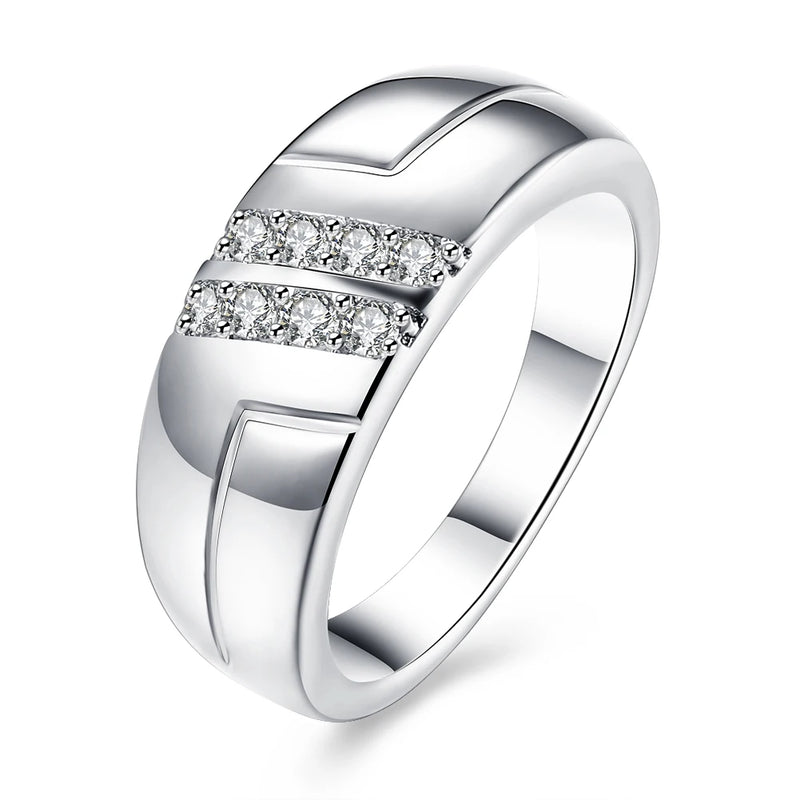 Double row Crystal Ring 925 Sterling Silver Size 8 R236