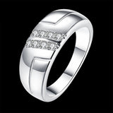 Double row Crystal Ring 925 Sterling Silver Size 8 R236