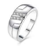 Double row Crystal Ring 925 Sterling Silver Size 8 R236