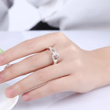 Flower-Shaped Garnet Crystal Ring 925 Silver Size 8
