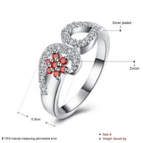Flower-Shaped Garnet Crystal Ring 925 Silver Size 8