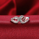 Flower-Shaped Garnet Crystal Ring 925 Silver Size 8