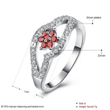 Garnet Crystal Flower Ring 925 Silver Size 8