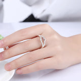 Garnet Crystal Flower Ring 925 Silver Size 8