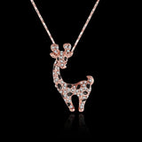 Hot Giraffe Crystal Pendant Necklace Rose Pendant Necklace