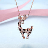 Hot Giraffe Crystal Pendant Necklace Rose Pendant Necklace