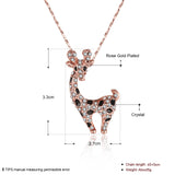 Hot Giraffe Crystal Pendant Necklace Rose Pendant Necklace