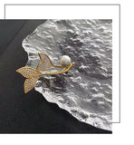 Zircon Pearl Pins Fishtail Brooch Jewelry