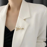 Zircon Pearl Pins Fishtail Brooch Jewelry