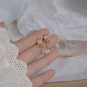 Micro Inlaid Cubic Zircon Flower Statement Earrings for Women