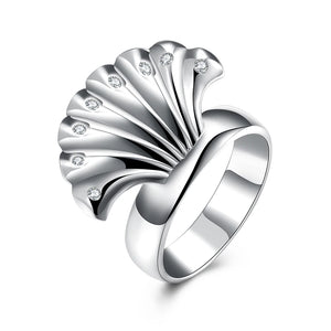 Hot Shell Crystal Ring 925 Silver Engagement Wedding Size 8 R219