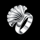 Hot Shell Crystal Ring 925 Silver Engagement Wedding Size 8 R219