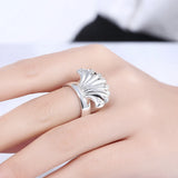 Hot Shell Crystal Ring 925 Silver Engagement Wedding Size 8 R219