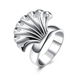 Hot Shell Crystal Ring 925 Silver Engagement Wedding Size 8 R219