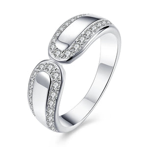Hot Crystal Ring 925 Sterling Silver Engagement Wedding Ring Size 8