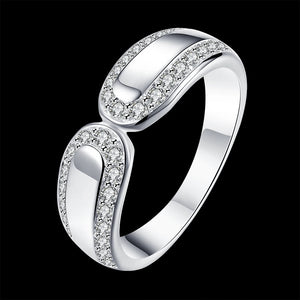 Hot Crystal Ring 925 Sterling Silver Engagement Wedding Ring Size 8