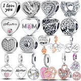 Silver 925 Family Dangle Charm Beads for Bracelet Jewelry Making