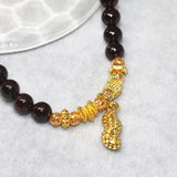 6mm Garnet Strand Bracelet with Gold Pendant