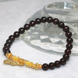 6mm Garnet Strand Bracelet with Gold Pendant