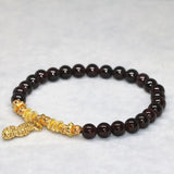 6mm Garnet Strand Bracelet with Gold Pendant