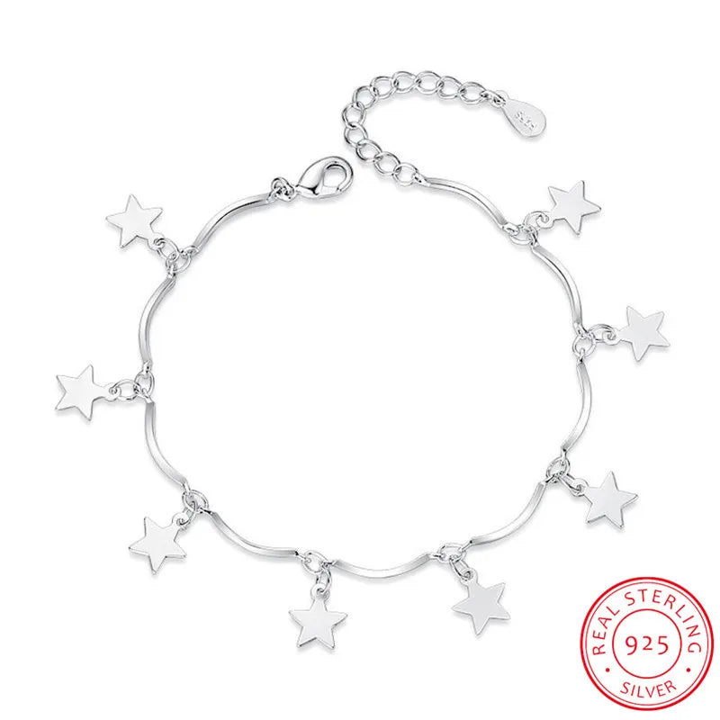 925 Silver Star Tassel Bracelet for Women