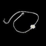 925 Silver Daisy Pendant Anklet Chrysanthemum Charm Chain