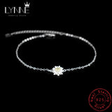 925 Silver Daisy Pendant Anklet Chrysanthemum Charm Chain