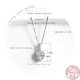 925 Silver Heart Zircon Pendant Necklace Wedding Party CZ Charm Clavicle Gift