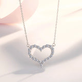925 Silver Heart Zircon Pendant Necklace Women Jewelry