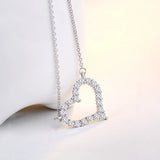 925 Silver Heart Zircon Pendant Necklace Women Jewelry