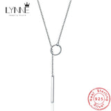 925 Silver Long Tube Collarbone Necklace Round Heart Triangle Pendant