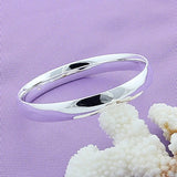 925 Sterling Silver Round Bracelet Bangles Big Bangle Women Gift