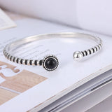 Antique 925 Sterling Silver Crystal Stripe Bangle